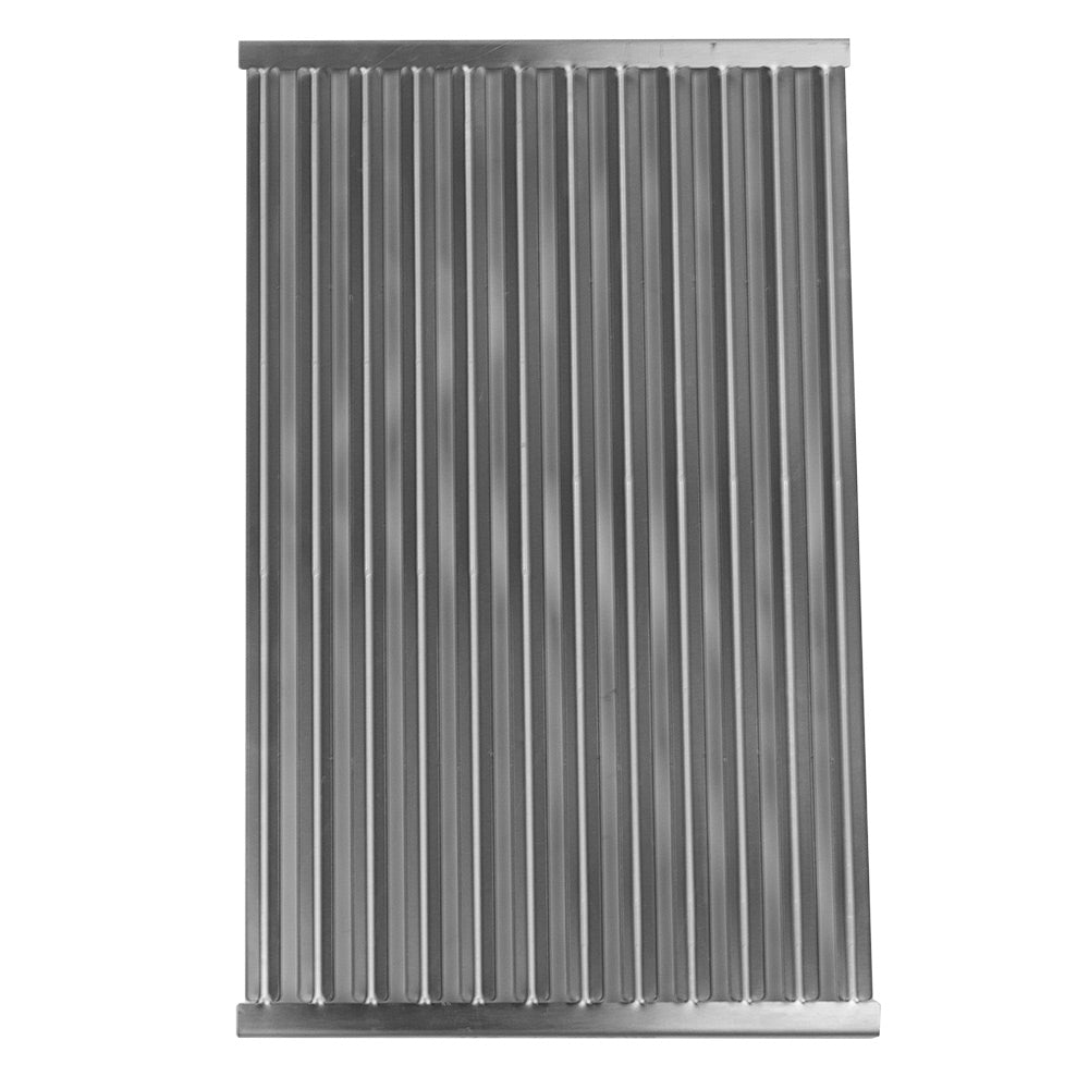 Stainless steel grill grate with vertical bars, rectangular frame
