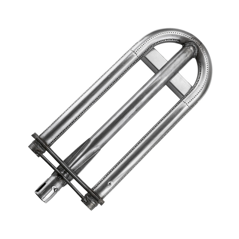 Stainless steel U-burner with vent holes for convection grill, with mounting bracket