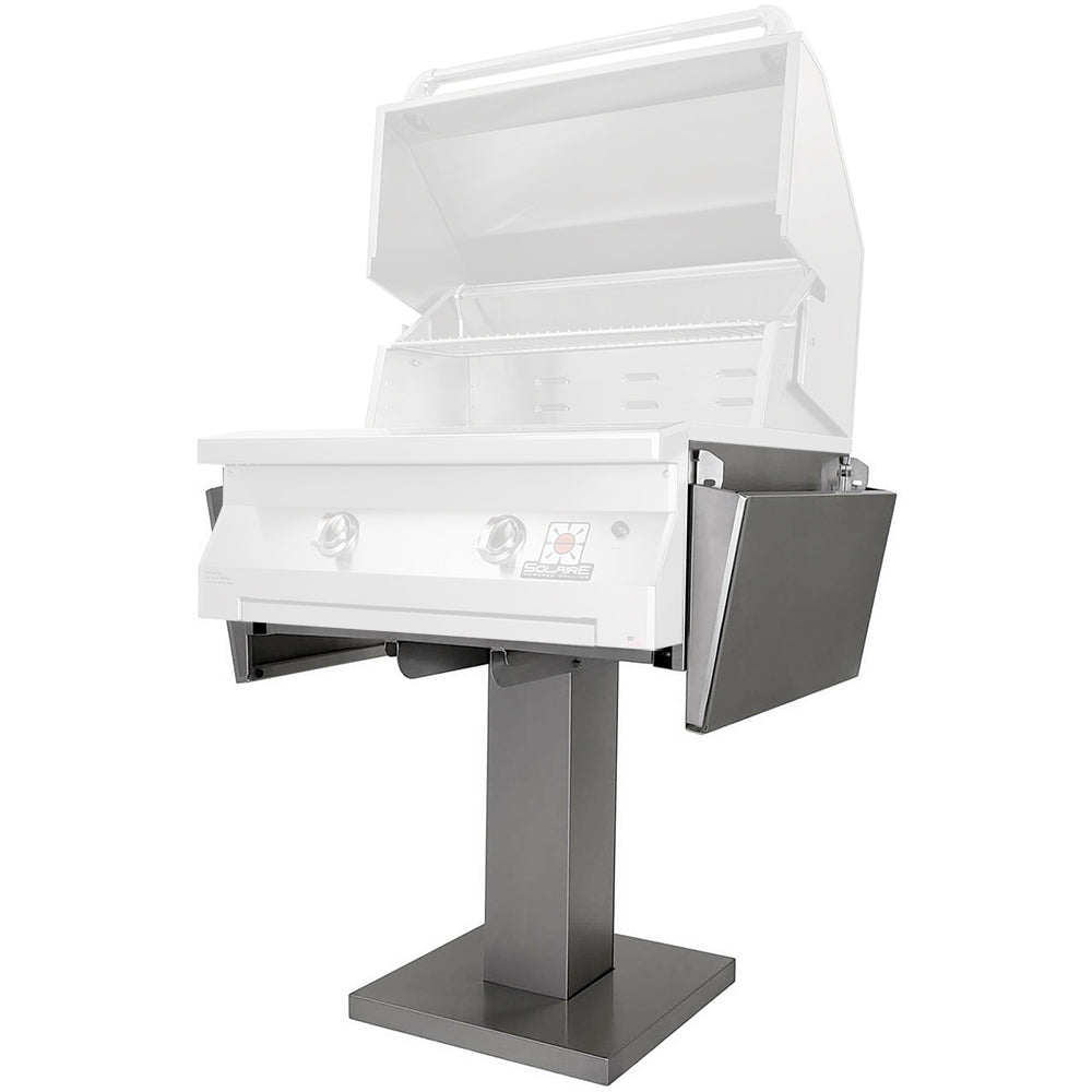 Gray metal bolt-down post for Solaire grill, with supporting base and column.