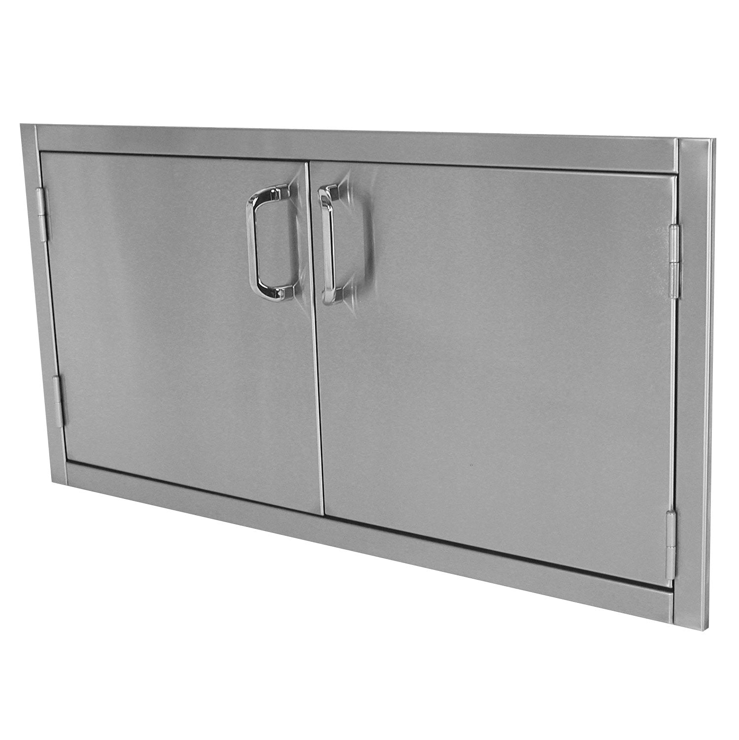 42-inch flush mount double access door with two panels and handle, gray metal