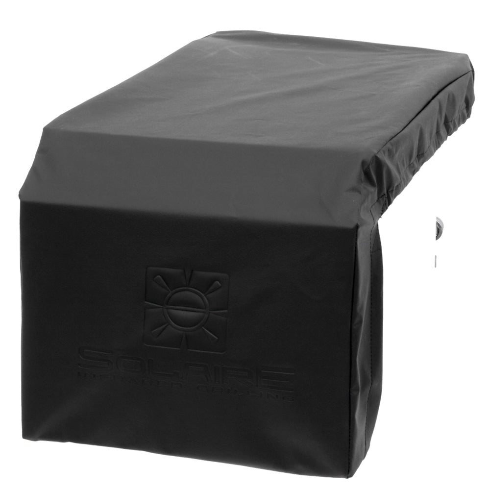 Dark charcoal built-in double side burner cover with embossed logo panel