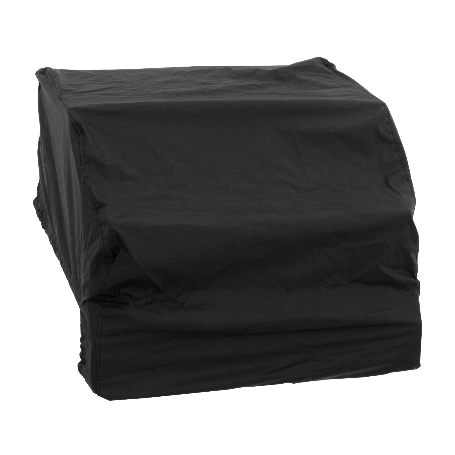 Black grill cover for built-in grill, fitted cube shape with drawstring edge
