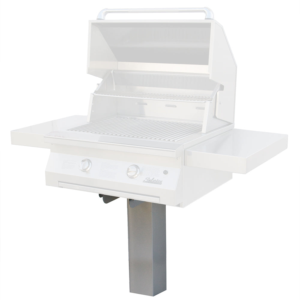 Solaire in-ground grill post with integrated control panel and white grill body