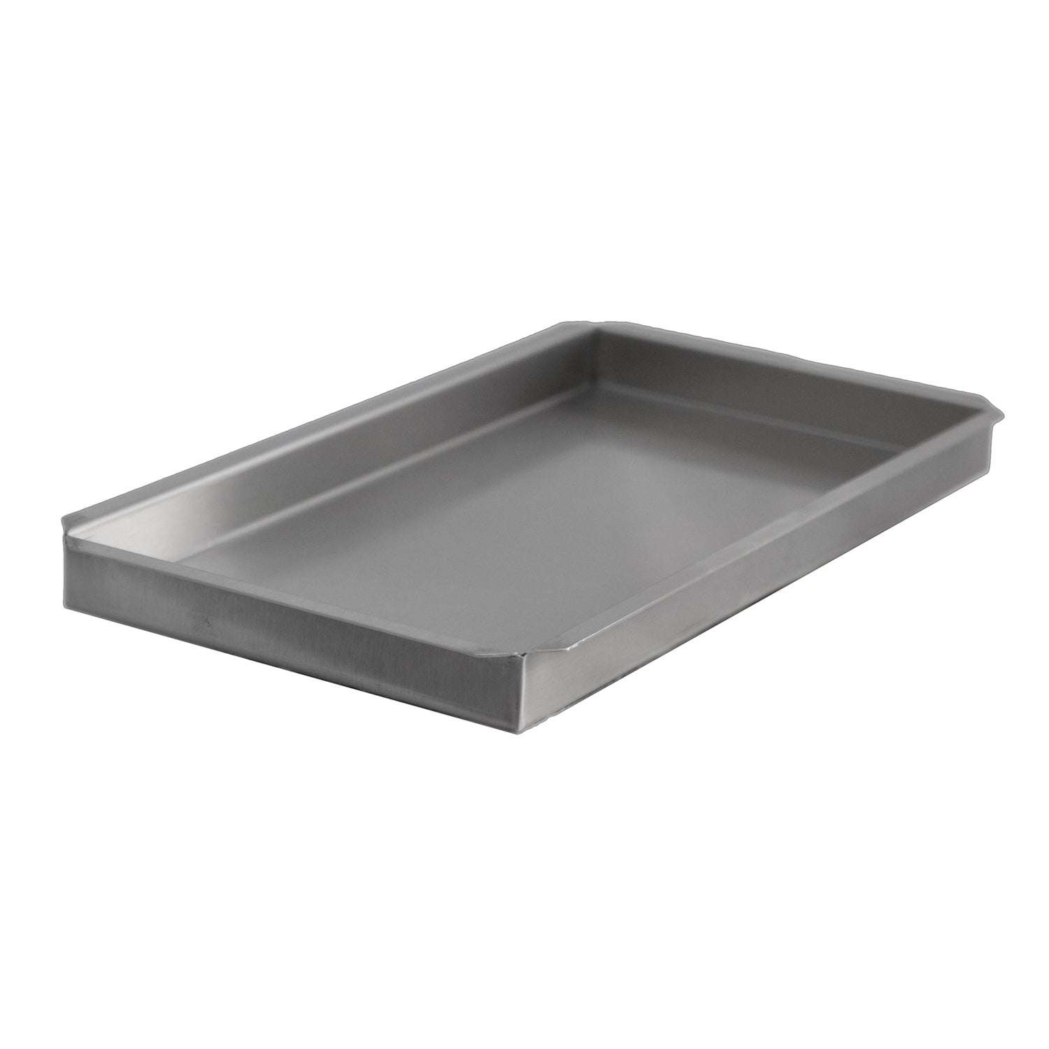 Stainless steel BBQ tray with raised edges, rectangular grilling insert