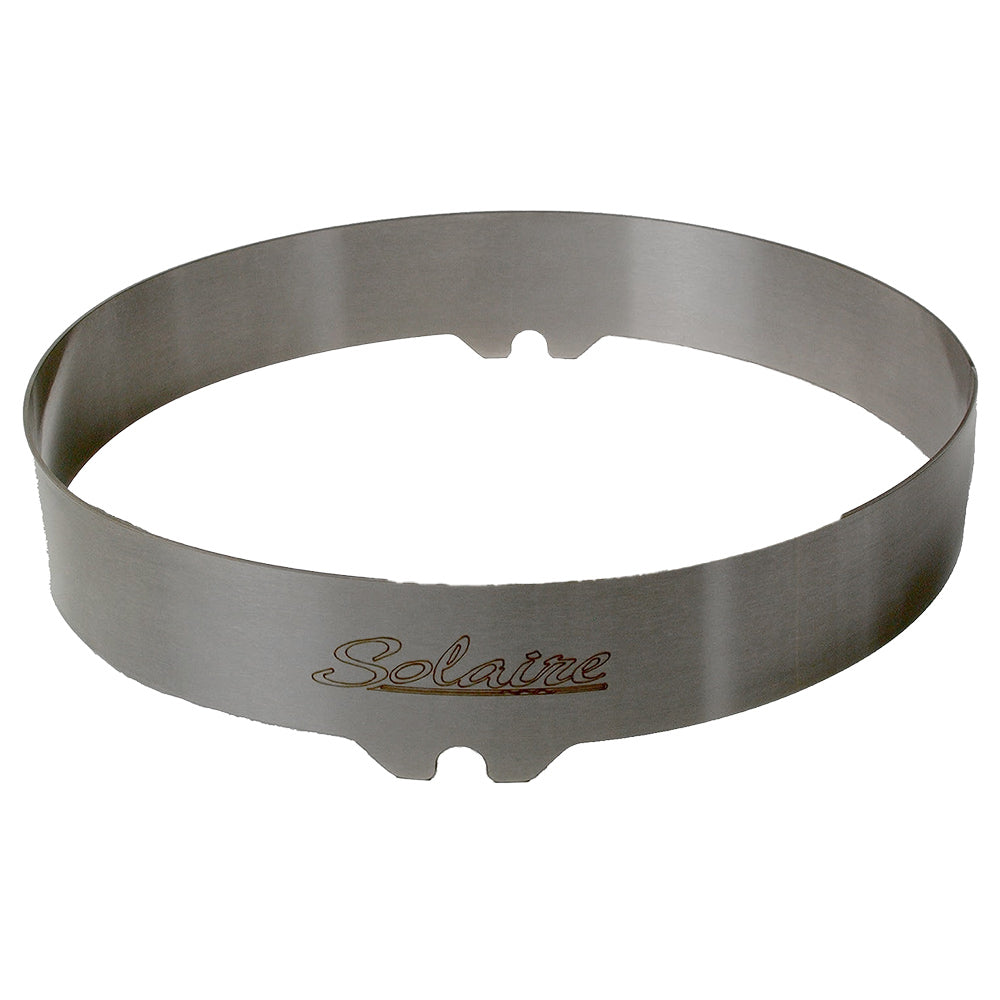 Stainless steel wok ring with Solaire logo and side-burner mounting notches