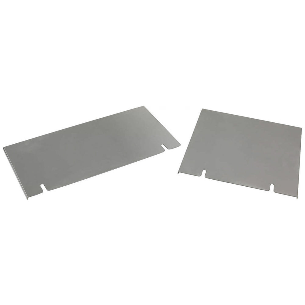 Metal grill side and front shelf panels, gray with support tabs