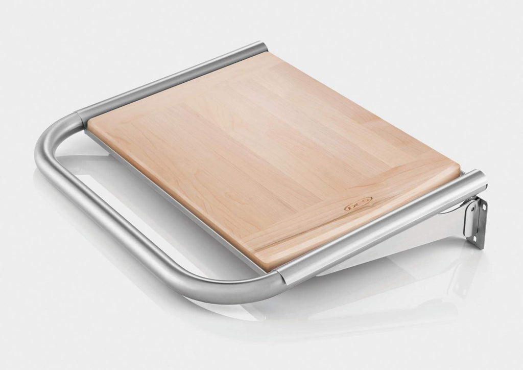 Bamboo cutting board insert with metal side brackets and support frame
