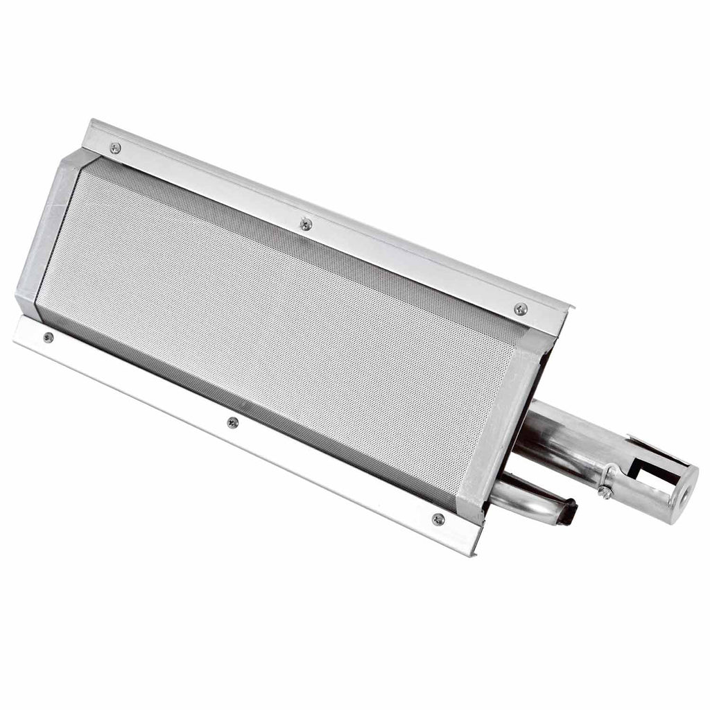 Stainless steel sear burner with rectangular burner housing and side control knob