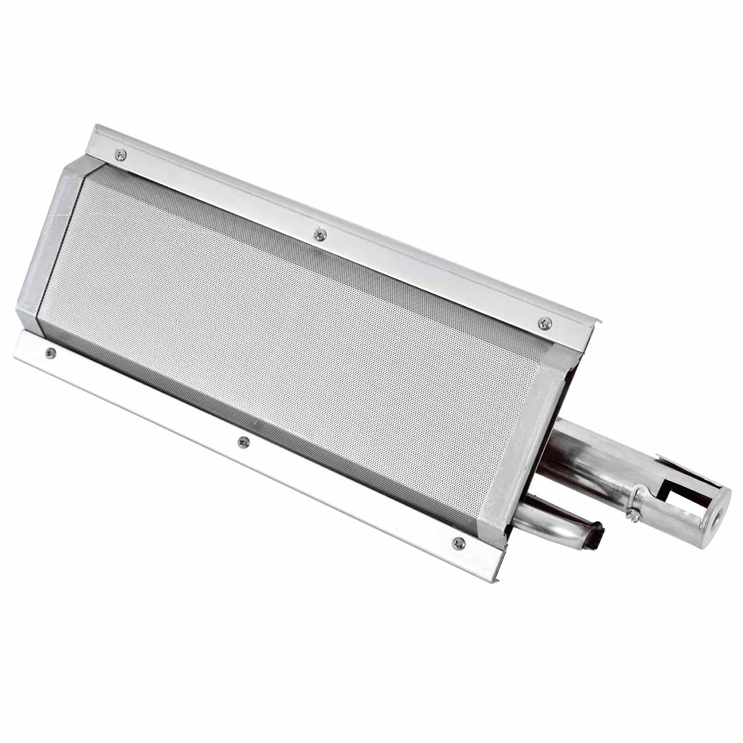 Stainless steel sear burner with rectangular burner housing and side control knob