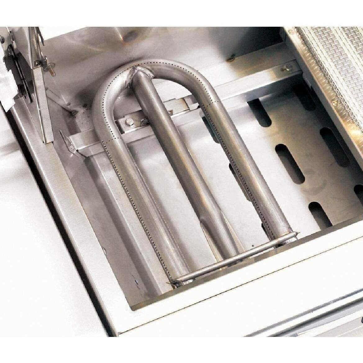 Stainless steel gas grill searing burners with U-shaped infrared tubes