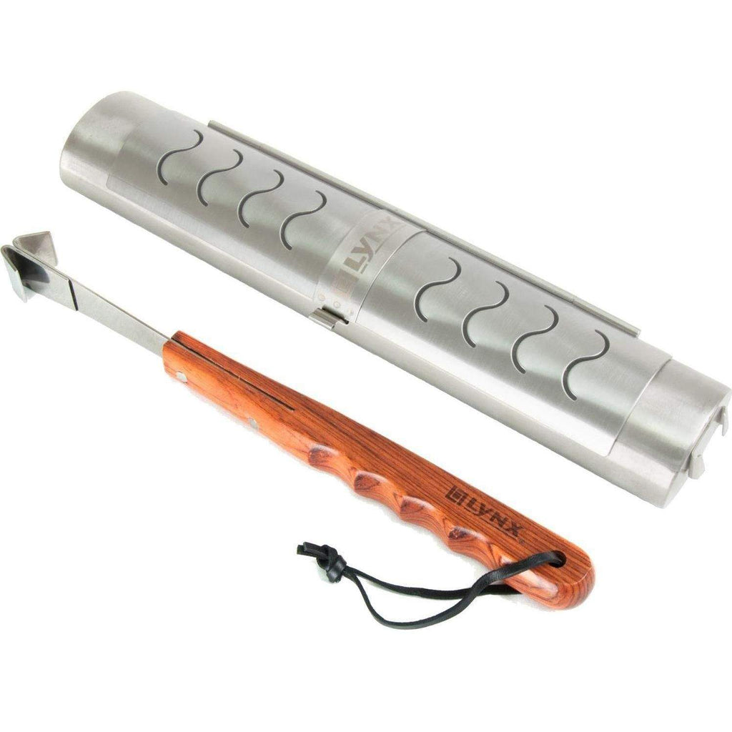 Rotisserie motor with mounting hardware and wood-grip handle