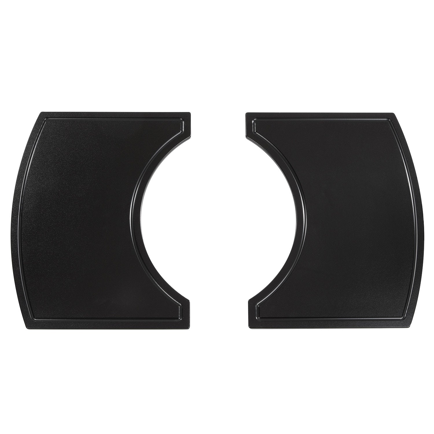 Black two-piece island top panel with curved side cutouts