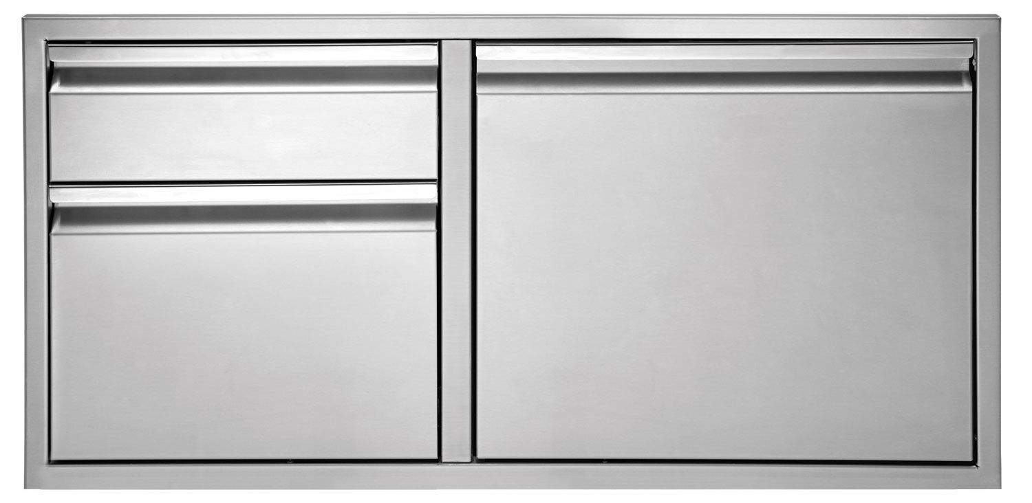 Gray metal 2-drawer and door cabinet, 30 x 20.75 in