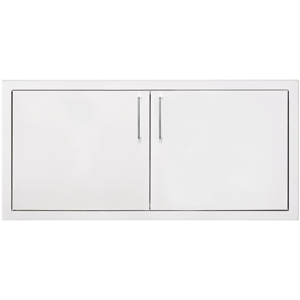 Double access door with two vertical pull handles, white, 36-inch