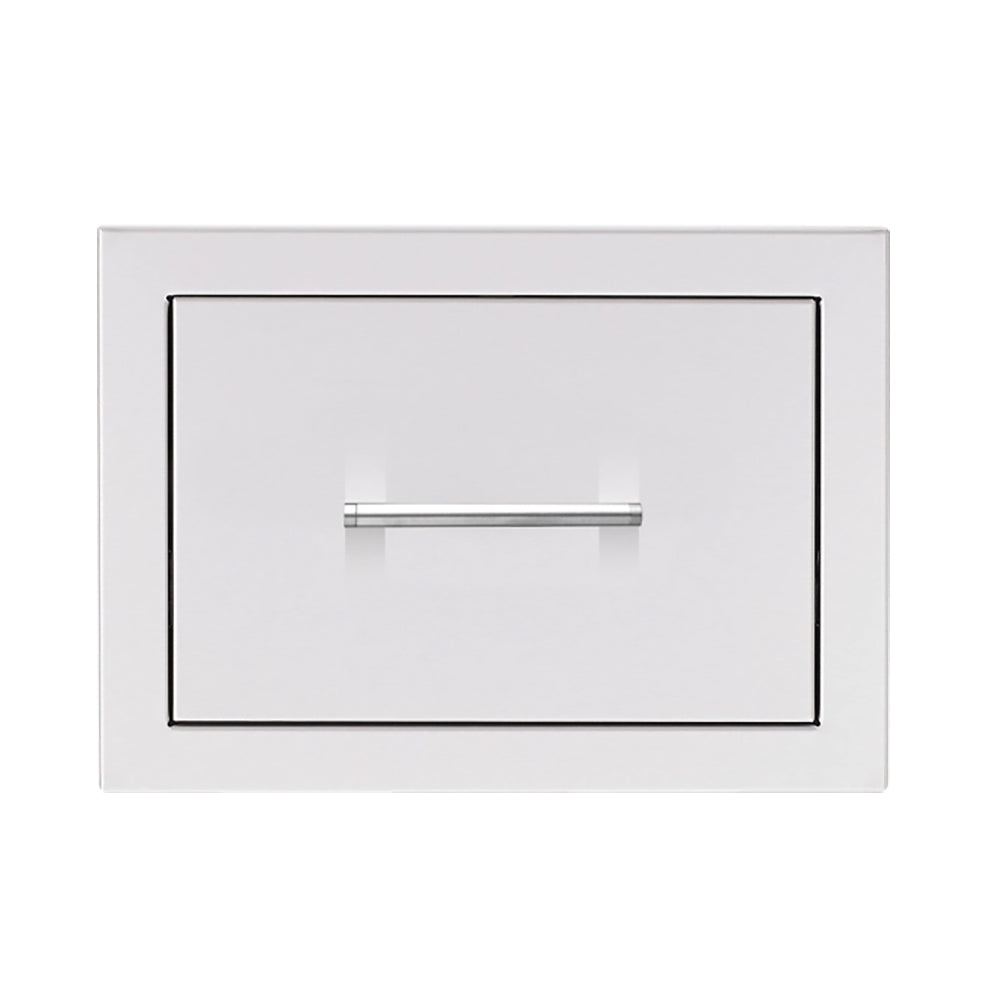 White 17-inch single drawer with horizontal metal pull handle