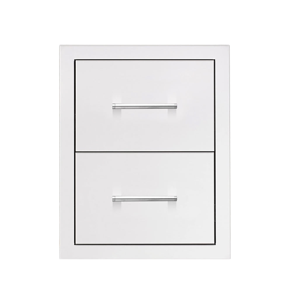 TrueFlame 17-inch double drawer cabinet with two front drawers and chrome handles