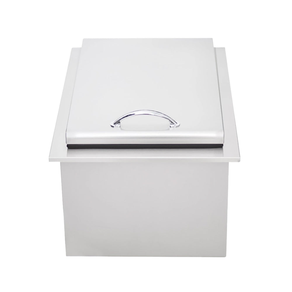 Drop-in cooler (17x24 in), white cabinet with chrome recessed lid handle