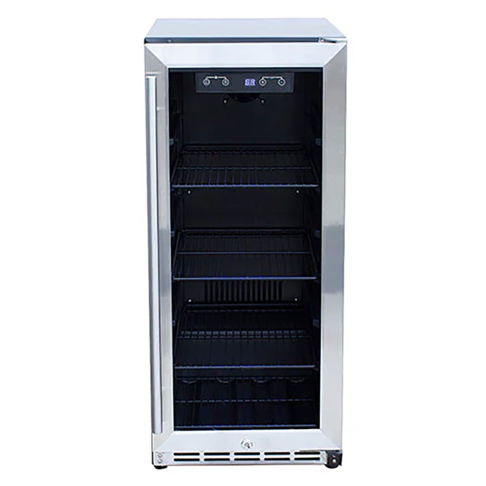 TrueFlame Outdoor Rated Refrigerator with Glass Door, 15-Inches