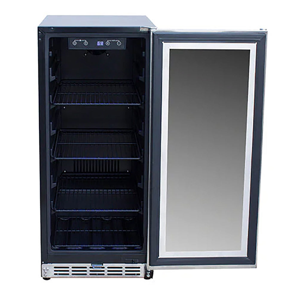 TrueFlame Outdoor Rated Refrigerator with Glass Door, 15-Inches