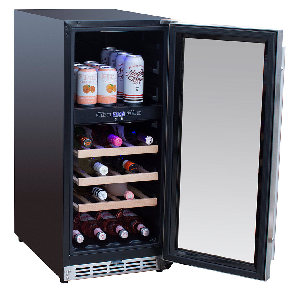 TrueFlame Outdoor Rated Dual Zone Wine Cooler, 15-Inches