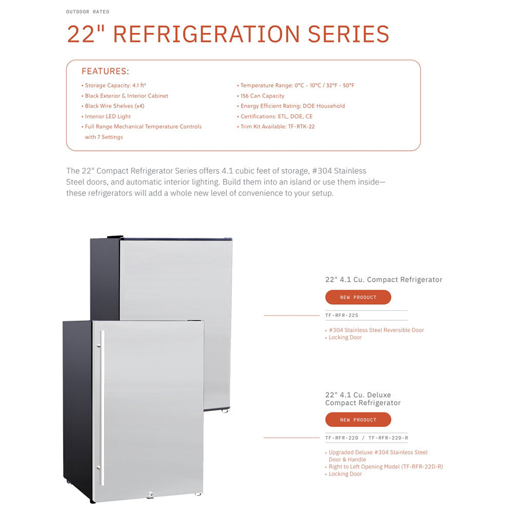 Refrigeration series features graphic for 22-inch compact refrigerator.