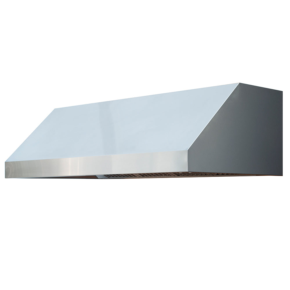 Stainless steel outdoor vent hood with blower, angular canopy design