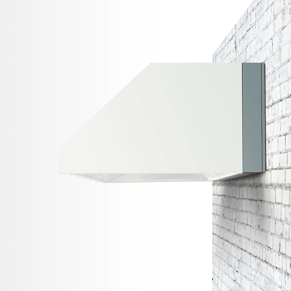 Wall-mounted range vent hood with 4-inch spacer bracket, dark green metal