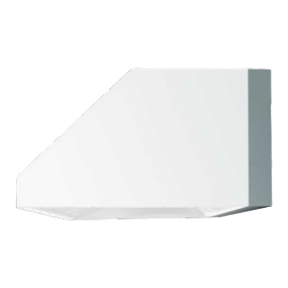 Metal spacer bracket for vent hood, angled off-white/gray plate