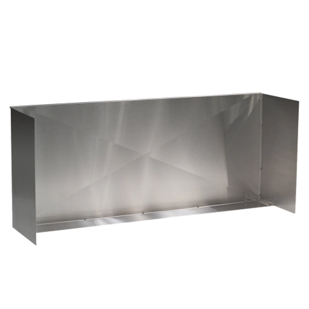 Stainless steel wind guard panel with open rectangular frame, 48 in