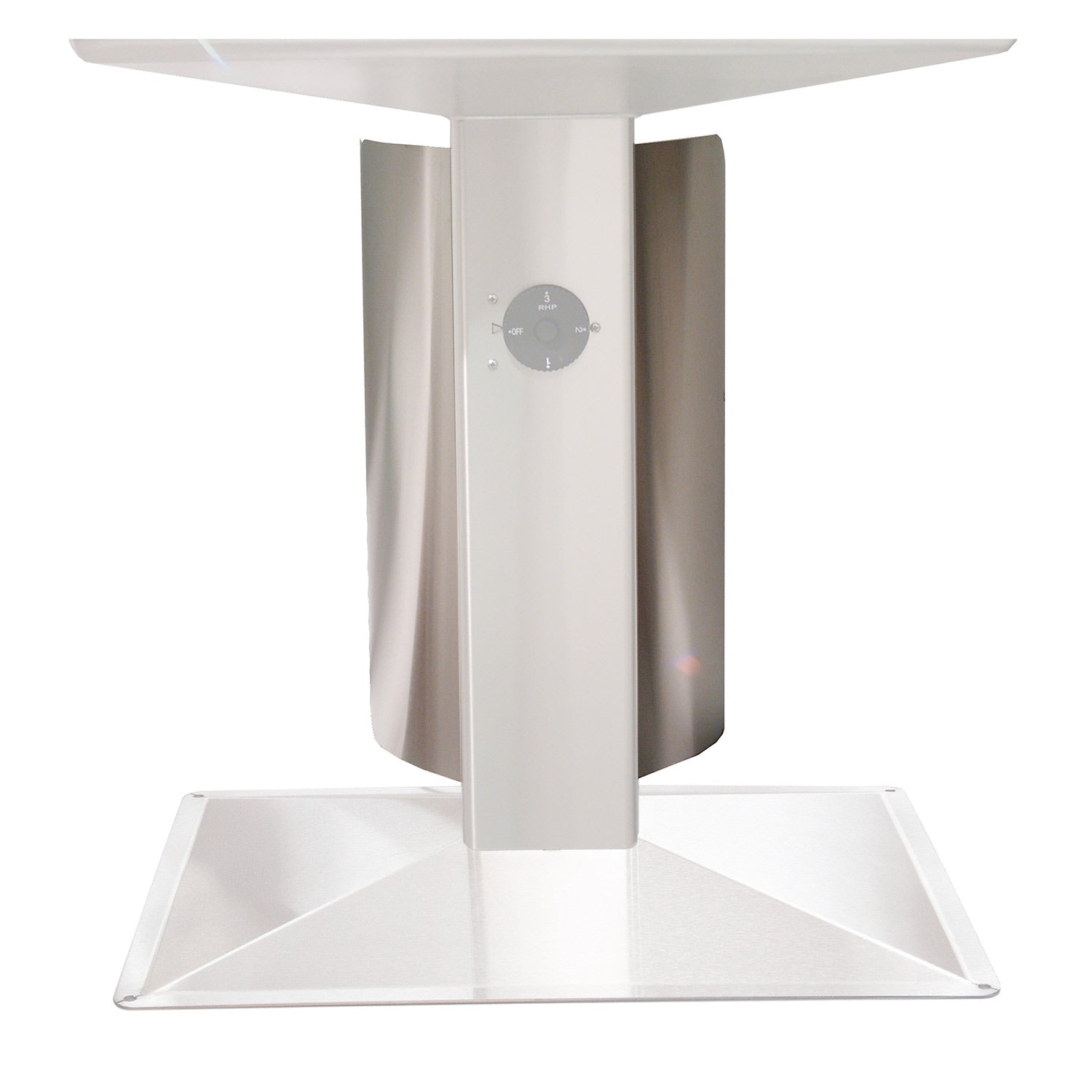 Patio post grill tank shield with rectangular side curtains and central gauge panel