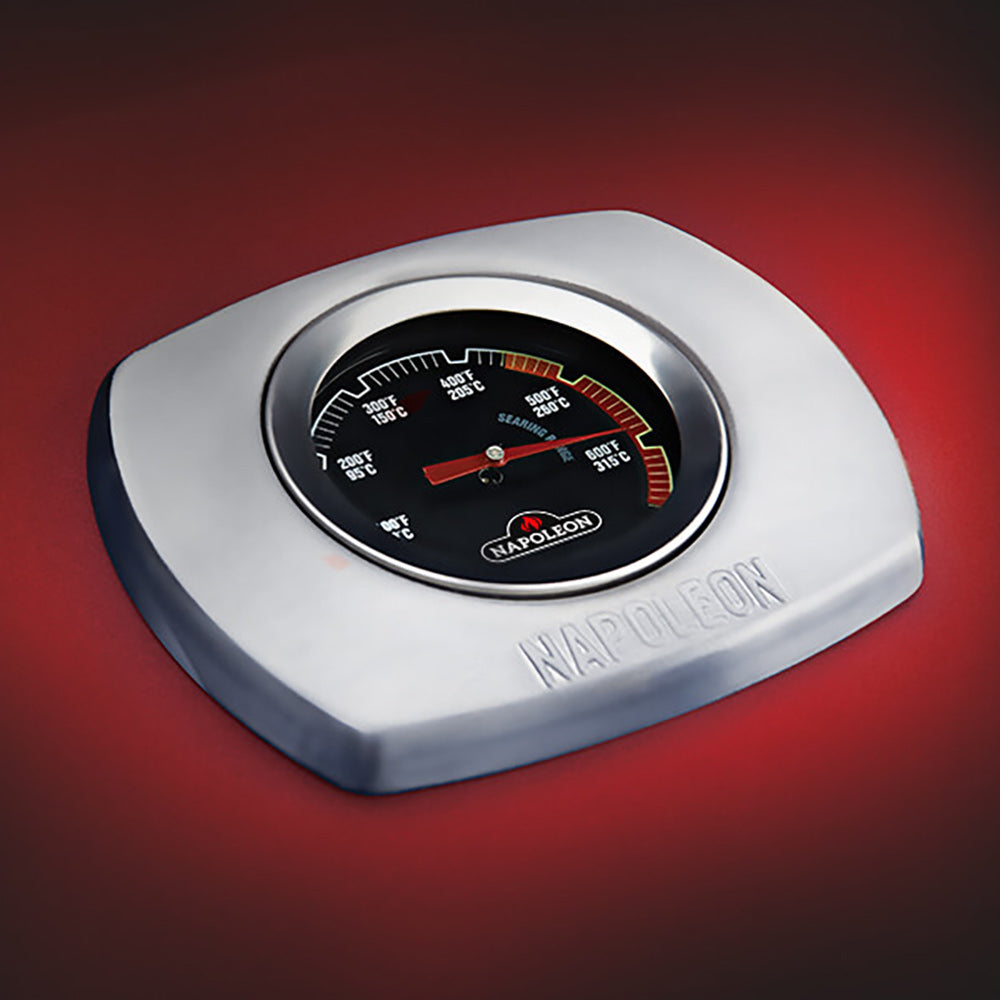 Gas grill lid thermometer gauge with Napoleon logo and temperature markings