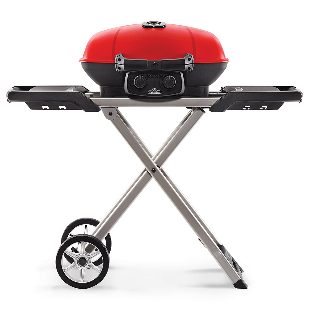napoleon camping grill Napoleon TravelQ 285X Portable Propane Gas Grill/Griddle with Scissor Cart, Red