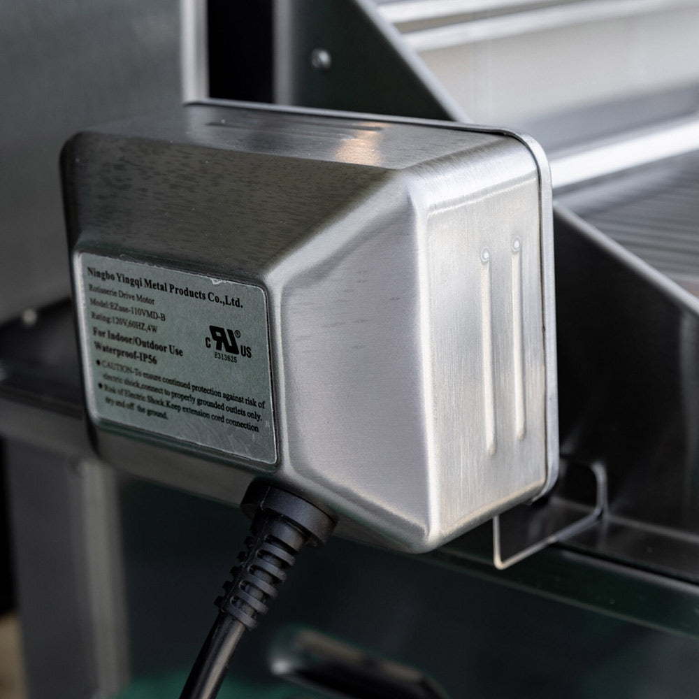 Gas grill power module with attached cable on the stainless back panel
