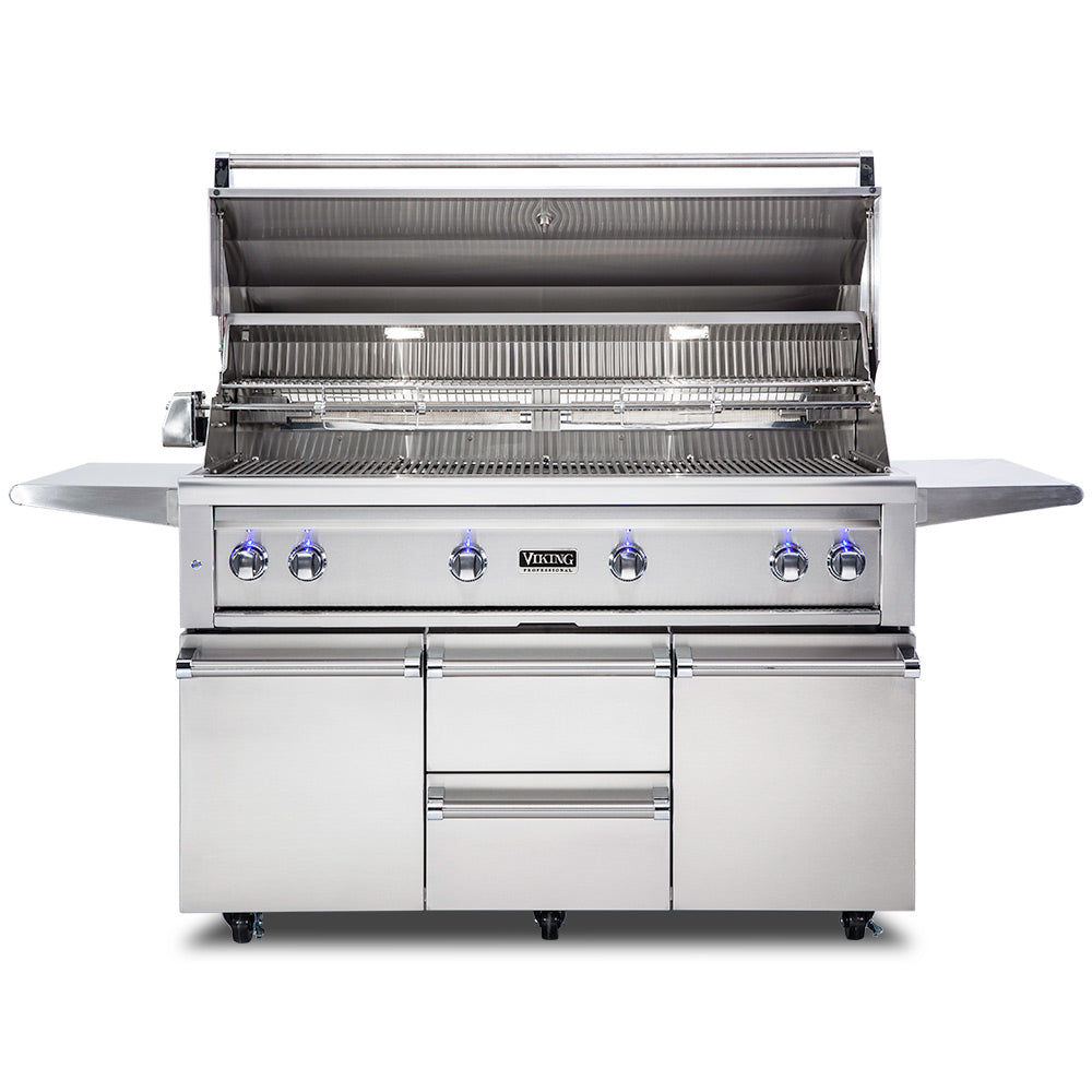 Viking 5 Series Stainless Steel Cart Gas Grill with ProSear Burner & Rotisserie, 54-Inch (VQGFS554)