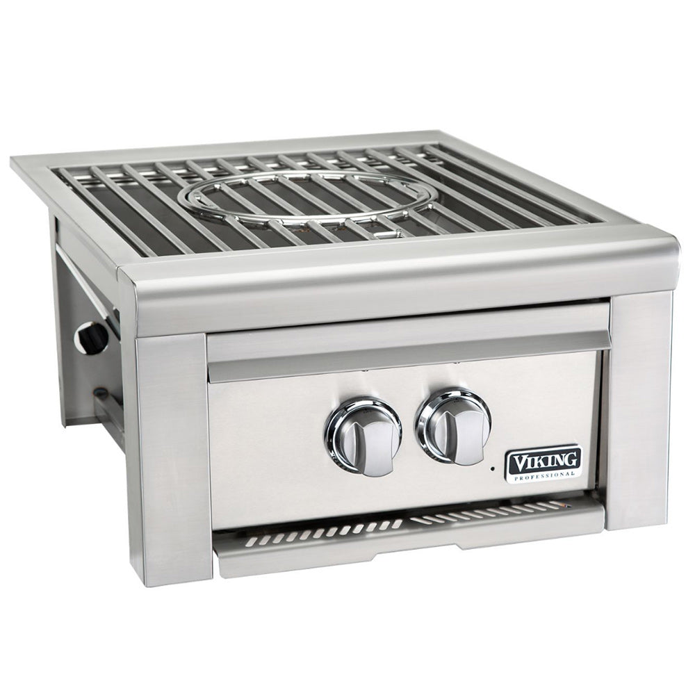 Built-in stainless steel gas power burner with grates and two control knobs