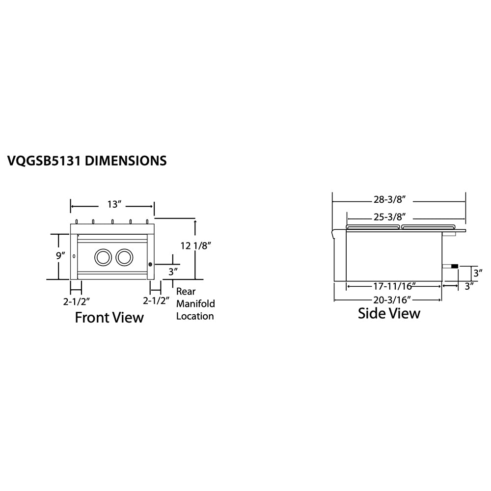 Viking 5 Series Stainless Steel Built-In Gas Double Side Burner, 13-Inch (VQGSB513)