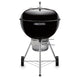 22-inch charcoal kettle grill with black lid and chrome legs