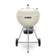 22-inch charcoal grill with ivory lid and stand, side vent panels, and wheels
