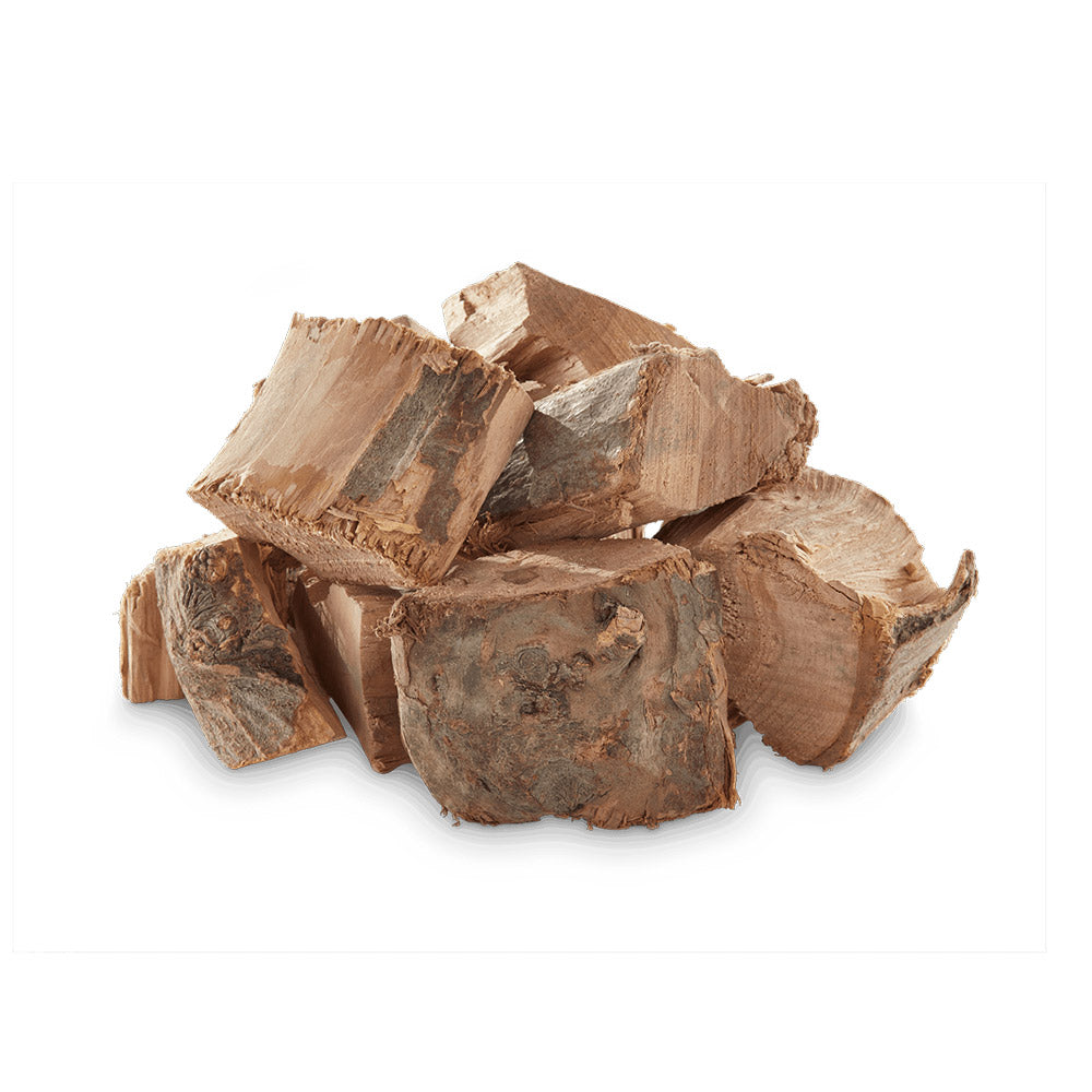 Apple wood chunks pile, light brown smoking wood pieces