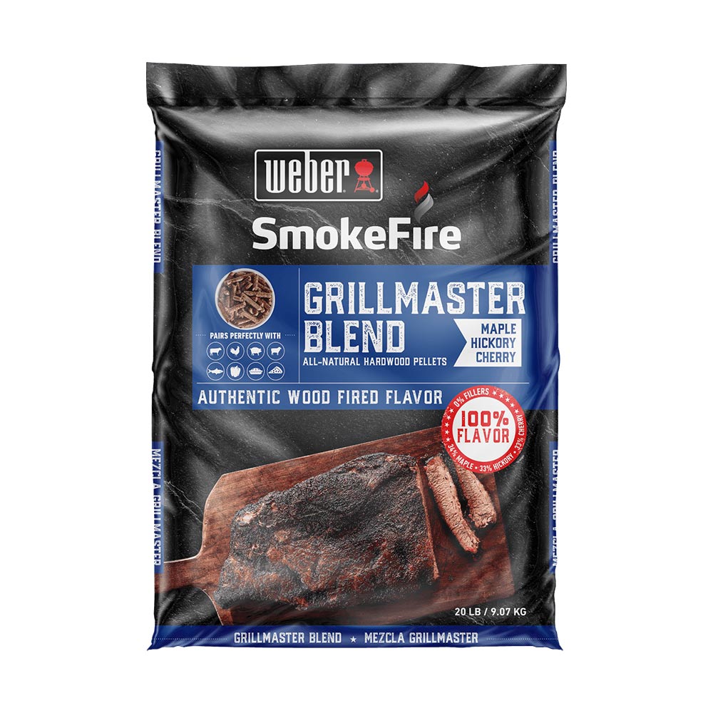 Hardwood grill pellets bag, Weber SmokeFire GrillMaster Blend, 20 lb, all-natural