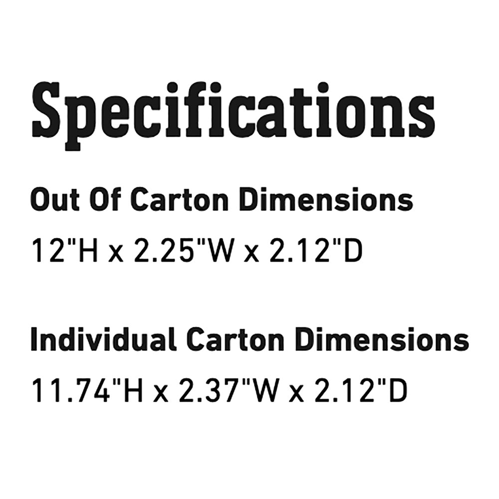 Grill brush specifications graphic showing out-of-carton and carton dimensions