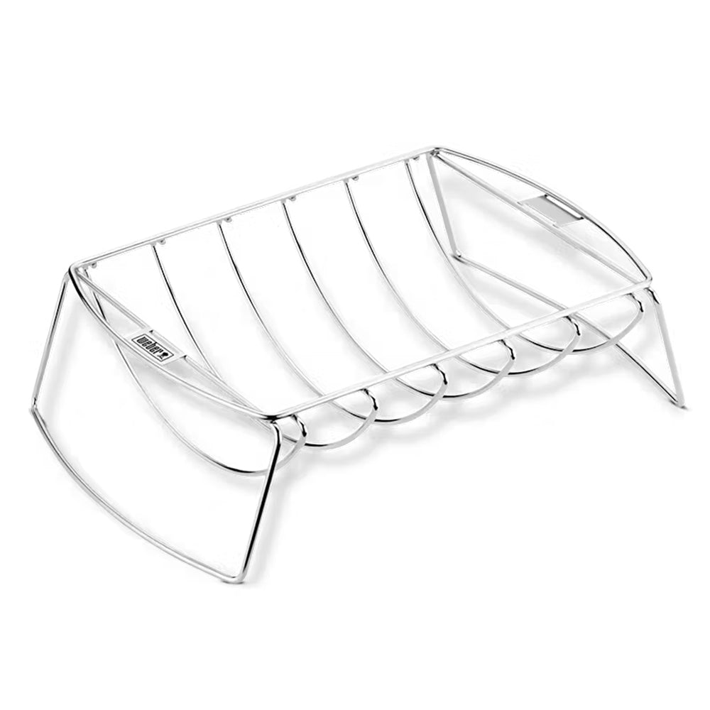 Barbecue rack, chrome wire basket with curved base and support legs
