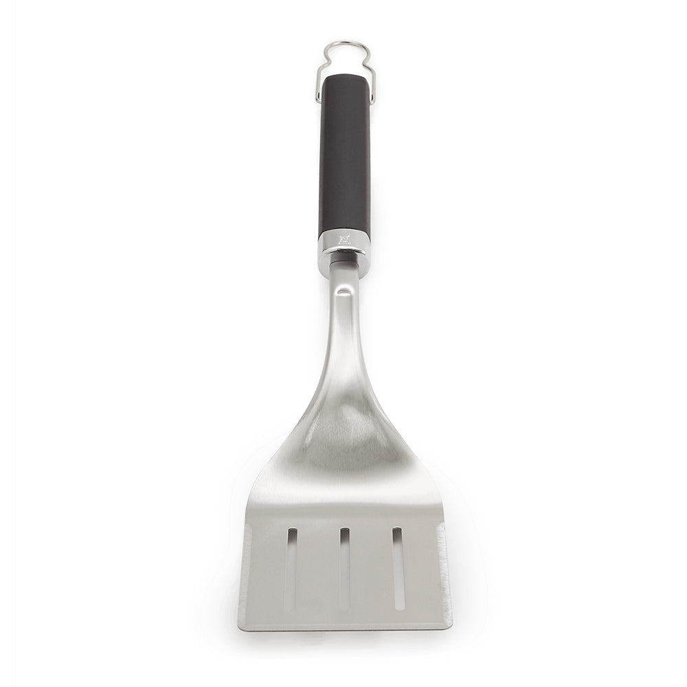 Barbecue spatula, stainless steel blade with black heat-resistant handle