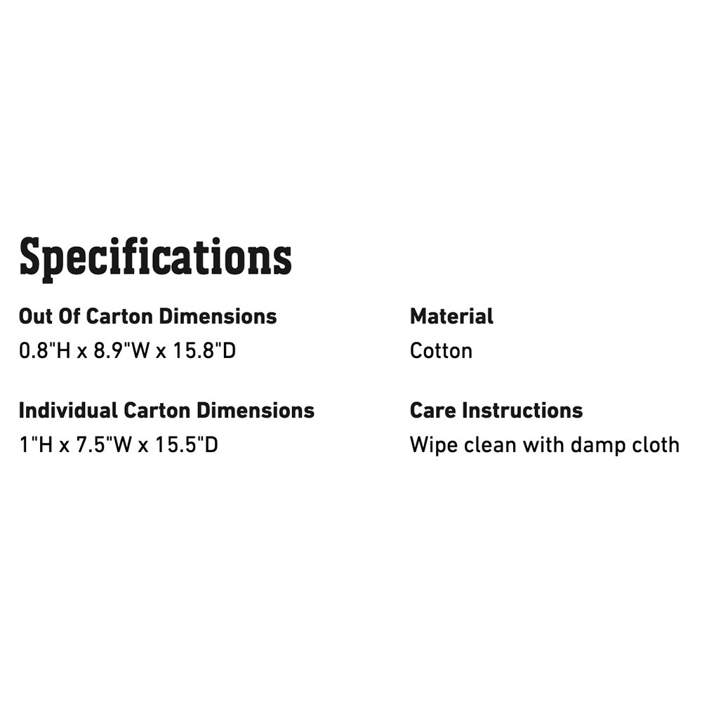 Barbecue mitt specifications text panel with dimensions and care instructions