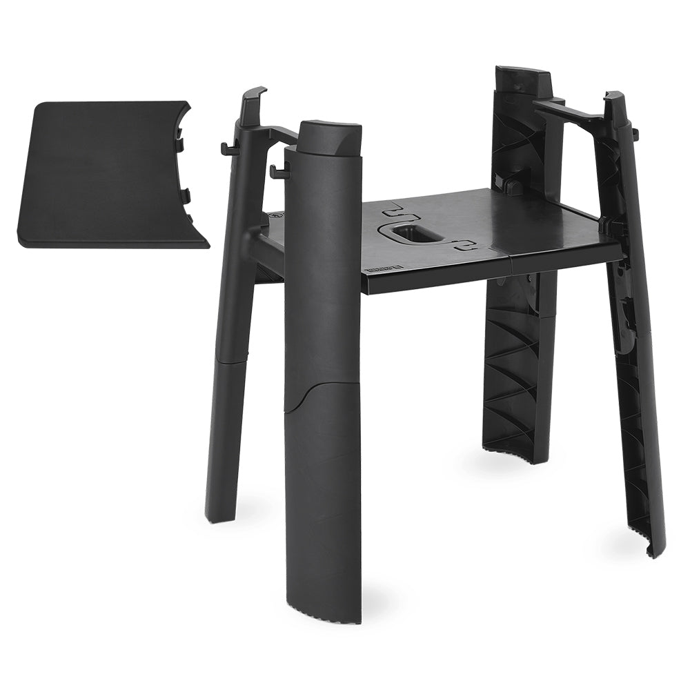 Weber Lumin grill stand with side table, dark metal frame and shelf