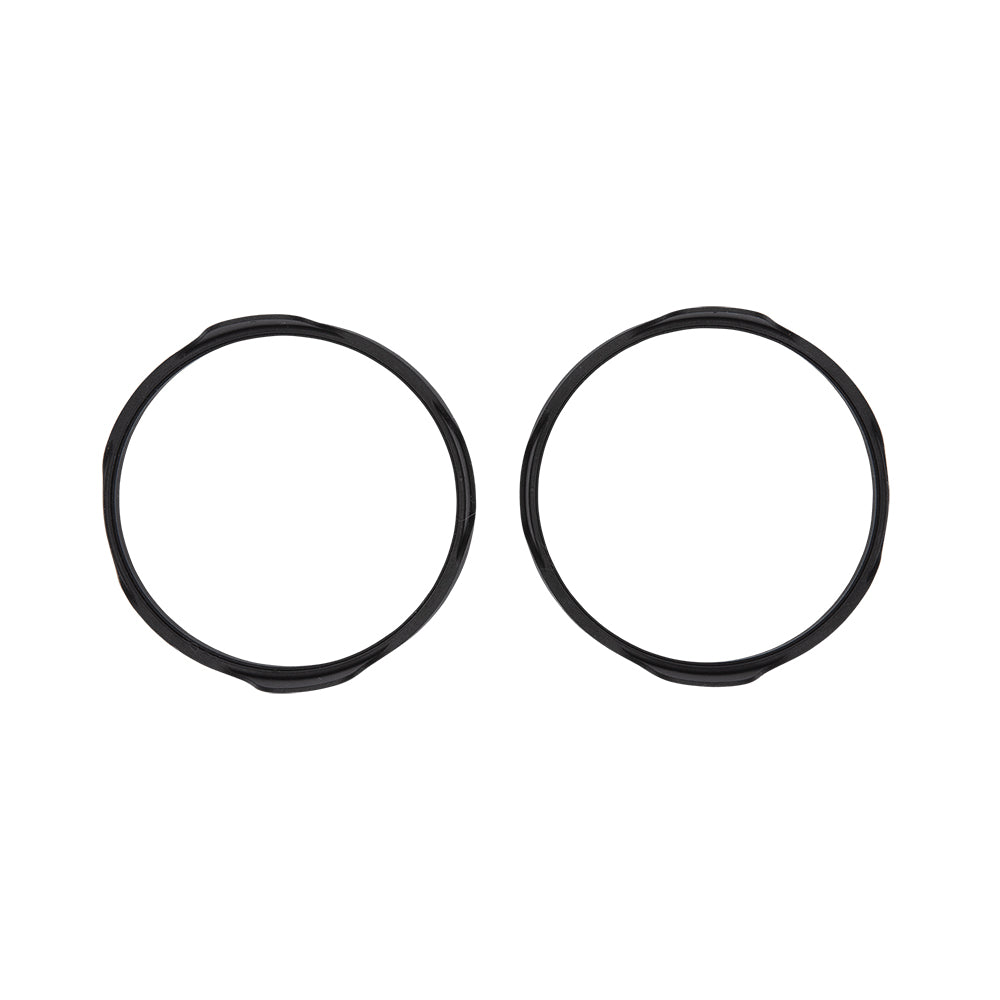 Griddle breakfast set: close-up of two black egg rings