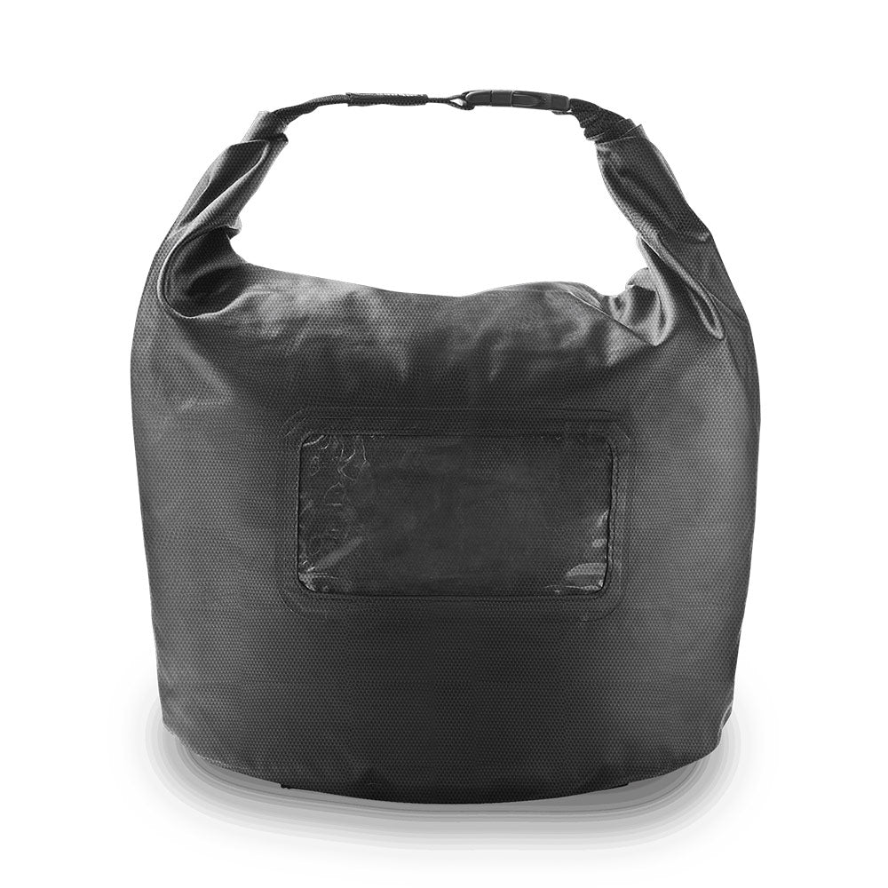 Weber fuel storage bag with carry handles and front mesh pocket, dark fabric.