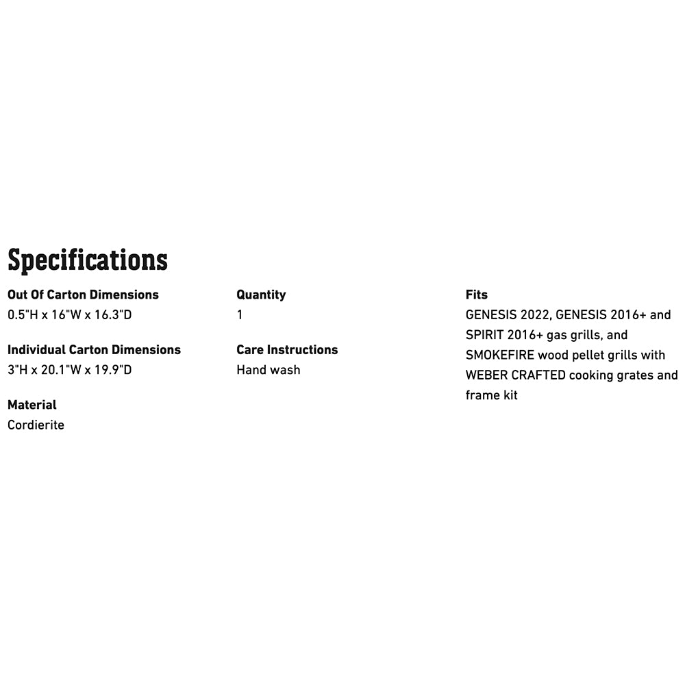 Glazed baking stone specifications: 0.5 x 16 x 16.3 in, cordierite