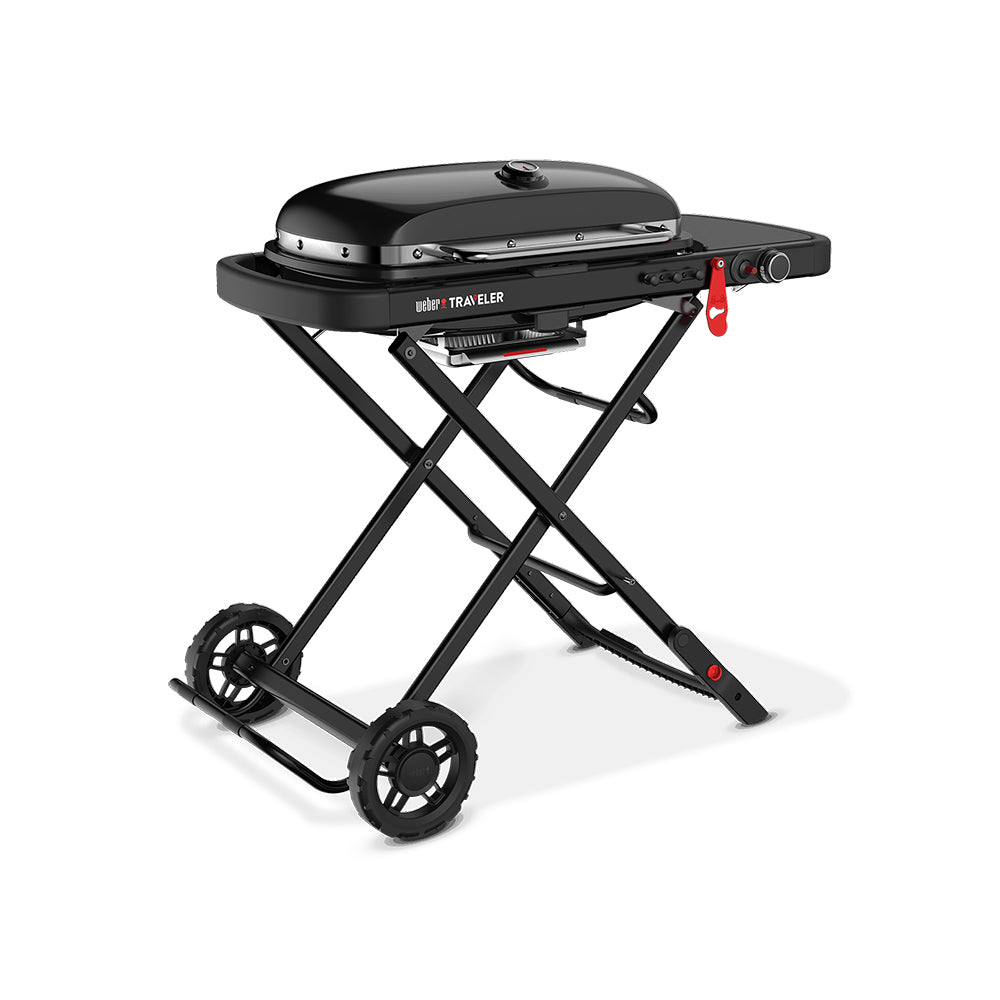 Weber Traveler Portable Propane Gas Grill with Side Table