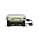 Portable electric grill with seafoam green lid, front control knob, and side power cord